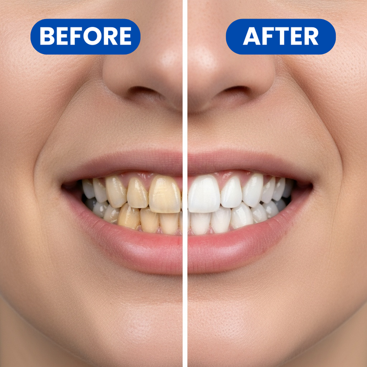 Before and after teeth whitening comparison